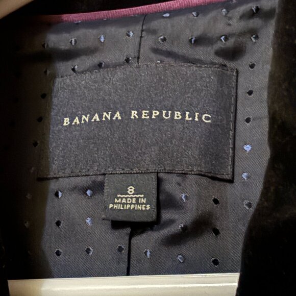 Banana Republic Black Velvet Blazer Jacket Womens Classic Tailored Sz 8 - Picture 2 of 9